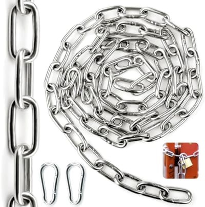 Roestvrijstalen ketting 6 mm met karabijnhaak - Per meter voor honden, schommels en meer
