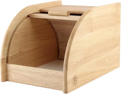 Broodbak Mini - Broodtrommel - Keuken Opbergen - Roll Top Design - 27x20x18 cm - Houtkleur