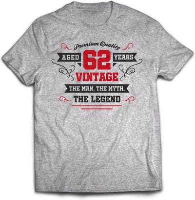 62 Jaar Legend - Feest kado T-Shirt Heren / Dames - Antraciet Grijs / Rood - Perfect Verjaardag Cadeau Shirt - grappige Spreuken, Zinnen en Teksten. Maat XXL