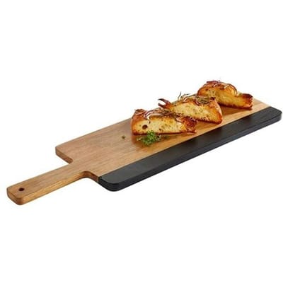 GGM Gastro (6 Stück) Servierbrett - ROCKWOOD - inkl. beschreibaren Naturschieferstreifen - 560x180mm