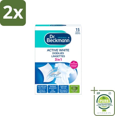 Dr. Beckmann - Kleurverzorging - Active White - Witte Was - 15 Doekjes - Voordeelverpakking - 2 stuks - Witte was - Wasverzorging