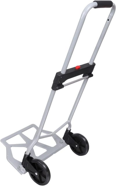 Inklapbare zakwagen aluminium 100 kg - met telescopische handgreep en rubberen wielen 14 cm