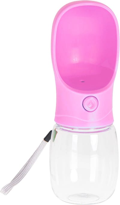 Honden Drinkfles On The Go met Drinkcup 350 ml Roze – Waterfles voor Hond – Reisbeker voor Wandelen en Autoritten