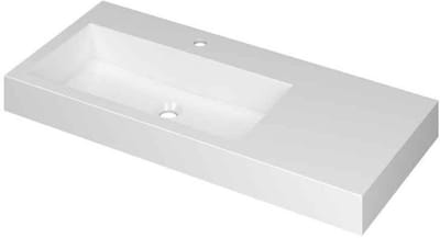 INK Momento Wastafel Polystone Wasbak Links met 1 Kraangat - 1000x450x90 mm - Glans Wit