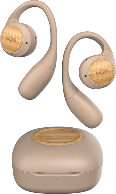 House of Marley Liberate Open Draadloze Oordopjes - Open Ear Bluetooth Sport Oortjes - 20 uur Batterijduur - Zweetbestendig en Waterbestendig - USB C - Gemaakt van Duurzame Materialen - Cream