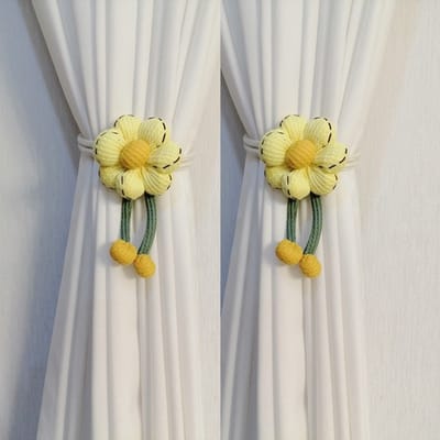 2-pack gordijn strikken met bloemenmotief, handgebreide gordijnhouders voor kantoor- en woondecoratie