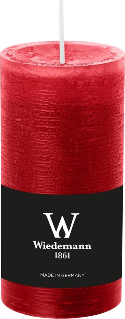 Wiedemann Cilinderkaars/stompkaars - rustieke kaars - rood - 6 x 12 cm - 42 branduren