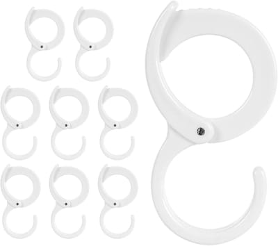 EGoods - Set van 9 witte S-haken voor kledingstang en keukengerei met anti-vallen eigenschap