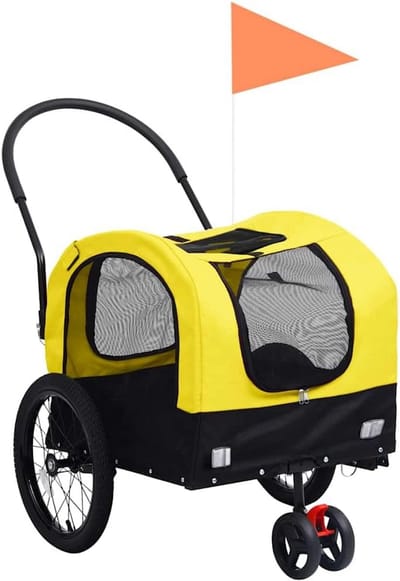 Hondenfietskar en Wandelwagen 2-in-1 Geel en Zwart