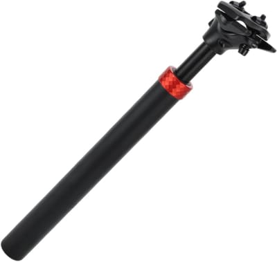Fiets Zadelpen met Schokdemper voor Mountainbikes - 31.6x350mm, Aluminium, Zwart/Rood, Comfort en Prestatie