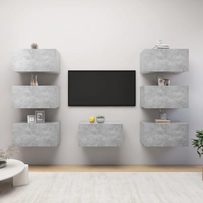 vidaXL - Tv-meubelen - 7 - st - 30,5x30x60 - cm - bewerkt - hout - betongrijs