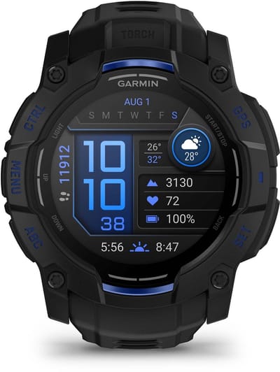 Garmin Instinct® 3 - Smartwatch - 50mm - AMOLED - SuperNova Limited Edition - Zwart met Bolt Blue