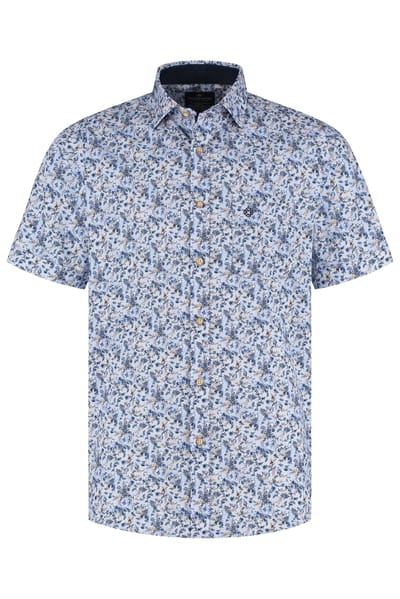 Fellows United Fellows United Korte Mouw Overhemd Mini Flower Mid Blue  M