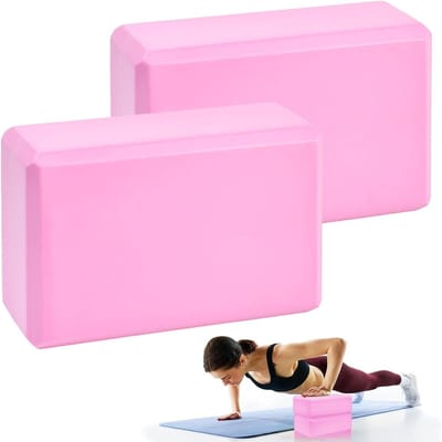 Set van 2 Yoga Blokken van EVA Schuim - Lichtgewicht en Antislip Pilates Blokken voor Yoga, Fitness en Stretching (22.5 x 14.5 x 7.5 cm)