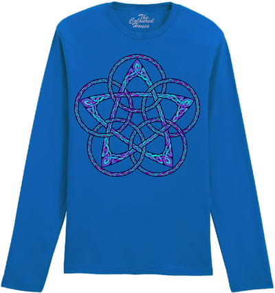 Celtic Knot Five Star Circle Blue The Coloured House Longsleeve T-shirt XXL