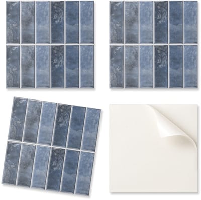 Set zelfklevende vinyltegels met print. Verticale, trendy tegels van 20x20x20 cm.