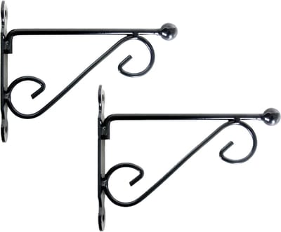 Muurhaak/plantenhaak - 2x stuks - dubbele sierkrul 20 x 16 cm - metaal - voor hang planten potten