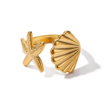 Cliste Couture - Hoogwaardige COASTAL RING – Stijlvol, Verstelbaar en Luxe - Vrouwen – Sieraden - Vrouwen Ring - Goudkleurig
