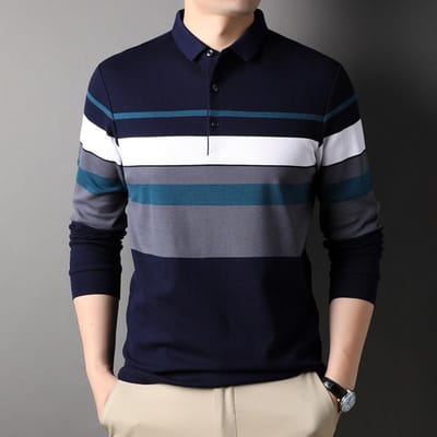 Polo met lange mouwen Heren Revers Ondergoed Blouse Herfst Nieuw Middelbare leeftijd Vrije tijd Mode T-shirt XXXL gray
