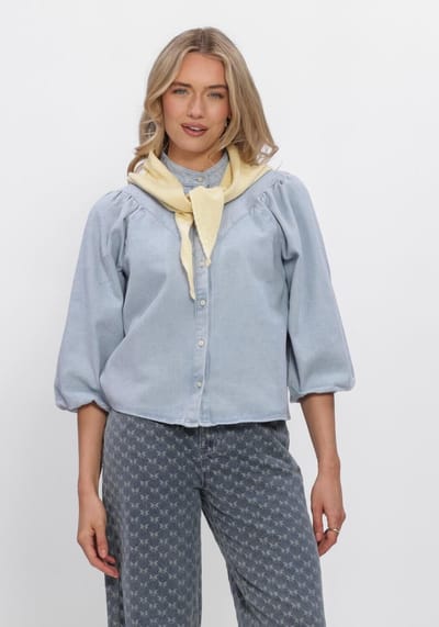 Minus Msnew Solene Denim Shirt Dames - Jurken - Lichtblauw - Maat 36