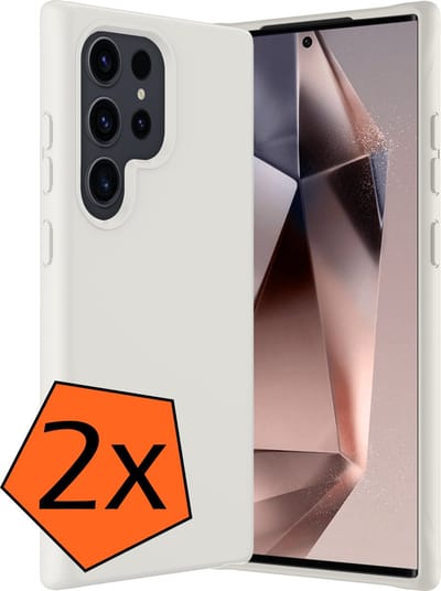 Hoes - 2 Stuks - Geschikt voor Samsung Galaxy S24 Ultra - Sterk & Shockproof - Case Siliconen - Back Cover - Telefoon Hoes - Wit