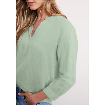 Blouse met gespleten hals van linnenmix