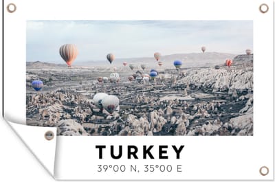 Muurdecoratie Turkije - Cappadocië - Luchtballon - 180x120 cm - Tuinposter - Tuindoek