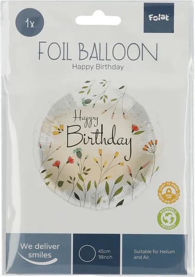 Folat - Folieballon Verjaardag Bloemenveld - 45 cm