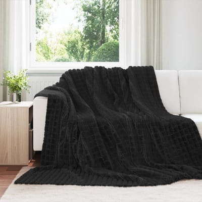 vidaXL Gooi Deken Zwart 240 x 220 cm 1.47 kg Fleece