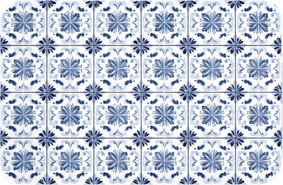 Badmat 60x40 cm - Antislip - Patroon - Tegel - Blauw - Badmatten voor badkamer - Badkamermat - Douchemat - Badkamer mat