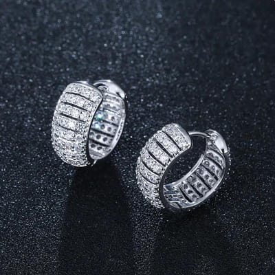 Huitan Trendy Sprankelende Zirkonia Oorbellen Hoepel Vrouwen Dagelijks Draagbare Sieraden Mode Nobele Dame Fijne Accessoires Cadeau gray