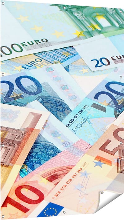 Gards Tuinposter Euro Geld Biljetten - Briefjes - 100x150 cm - Tuindoek - Tuindecoratie - Wanddecoratie buiten - Tuinschilderij