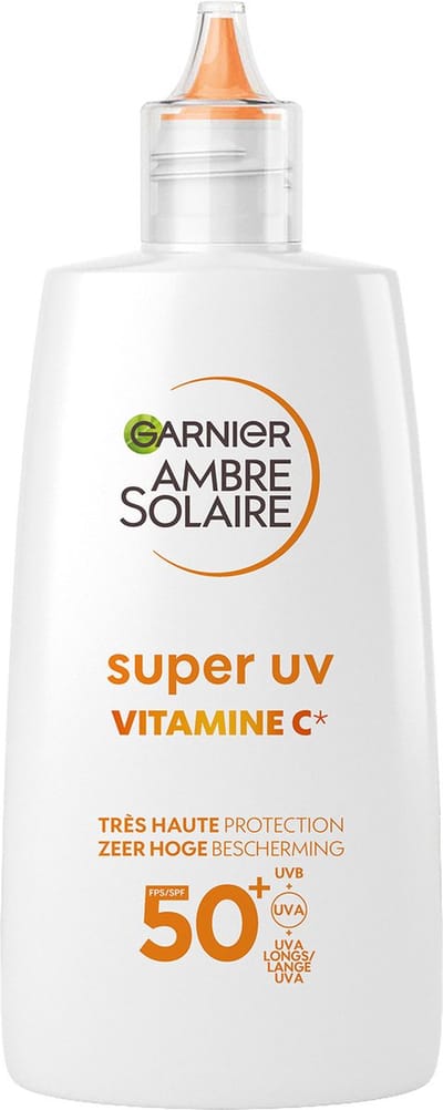 Garnier Ambre Solaire Super UV Vitamine C* Anti-Pigmentvlekken Fluid SPF50+ - vermindert pigmentvlekken - beschermt tegen UVB-, UVA-en lange UVA-stralen - Skizonnebrandcreme 40 ML