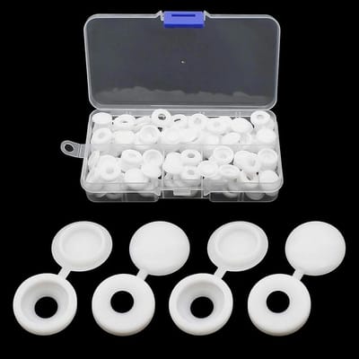 Witte Schroefdeksels - 100 Stuks Plastic Caps voor Schroeven, Inclusief Opbergdoos, Ideaal voor Klussen en Verbouwingen