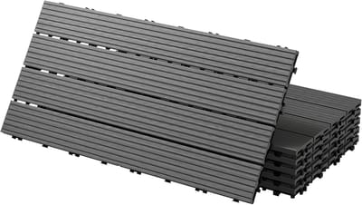 Terrastegels - Vlondertegels Balkontegels - Tuin Terras Balkon - Kliksysteem Drainage - 60x30 cm 12 stuks - Antraciet