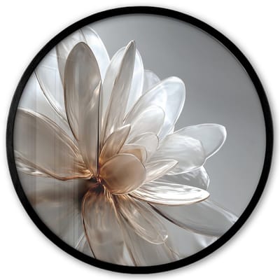 Poster in lijst Rond - Fotolijst 40x40 cm - Posters - Bloem - Wit - Neutraal - Ronde posterlijst zwart - Decoratie - Wanddecoratie woonkamer - Muurdecoratie slaapkamer