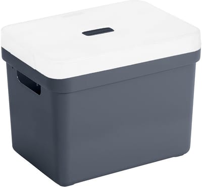 Sunware Opbergboxen met transparante deksel - 1x stuks - kastmanden - donkerblauw - 18 liter - kunststof - 35 x 25 x 24 cm - Opbergers