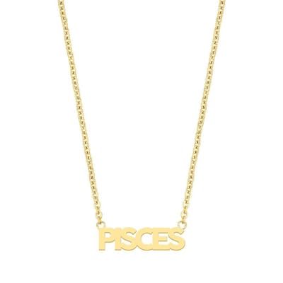 CO88 Collection Zodiac 8CN-26174 Stalen collier - Hanger pisces - 38 + 7 cm - Goudkleurig