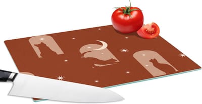 Glazen Snijplank - 28x20 - Sterren - Kat - Design - Snijplanken Glas