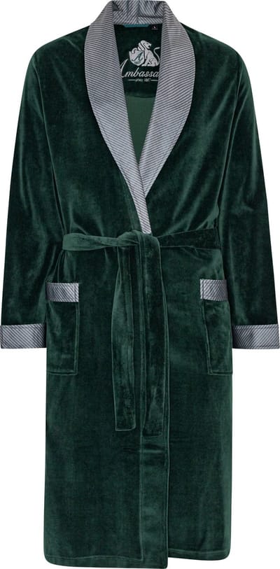 Ambassador Kamerjas Davos - Luxe Velours Heren Badjas - Dennengroen - Medium