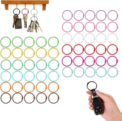 Set van 60 metalen boekringen in 12 kleuren – 30mm buitenmaat en 25mm binnenmaat – ideaal voor kaarten, sleutels en creatieve DIY projecten