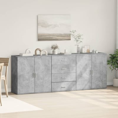 vidaXL - Dressoirs - 3 - st - bewerkt - hout - betongrijs
