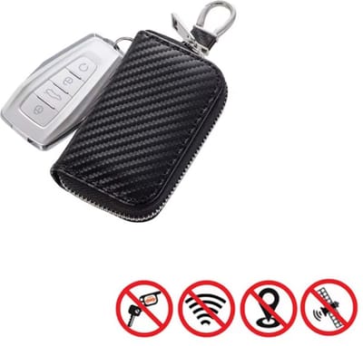Auto Sleutel Blokkering Case Faraday Box - Anti-Diefstal Sleutelhoes - RFID Signaal Blokkering PU Leren Zakje Key Fob