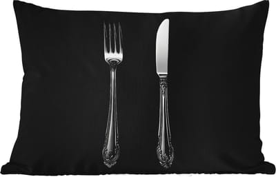 Buitenkussens - Tuin - Vork - Mes - Zilver - 50x30 cm