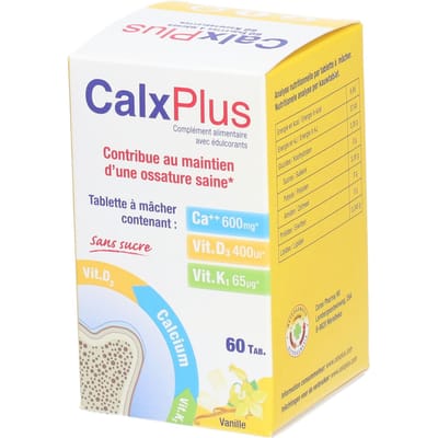 CalxPlus Vanille | Calcium Botten – Vitamine D en K 60 Tabletten