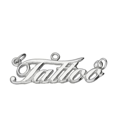 Zilveren Tattoo letters groot kettinghanger