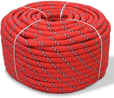 Boot Touw - Hijslijn Legtouw - Aanmeren Zekeren - Zinkt Niet - 50 Meter 10mm - Rood