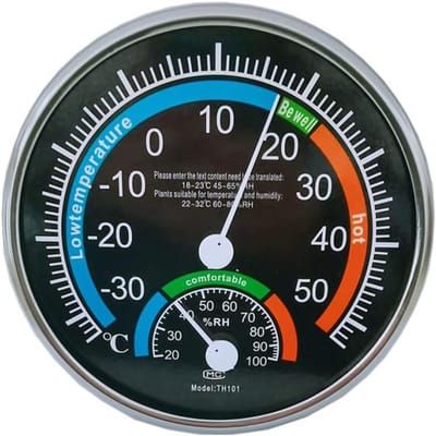 Analoge Thermometer & Hygrometer voor Binnen - Temperatuur & Vochtigheidsmeter Zwart