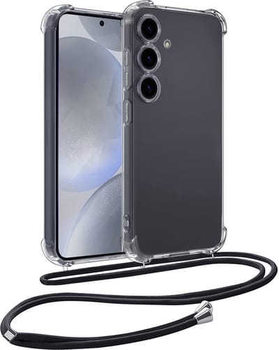 Hoesje - Geschikt voor Samsung Galaxy S24 - Met Koord - Shock Proof - Siliconen Case - Telefoonkoord - Back Cover - Telefoon Hoes Shockproof - Telefoonketting - Telefoonhoes - Transparant