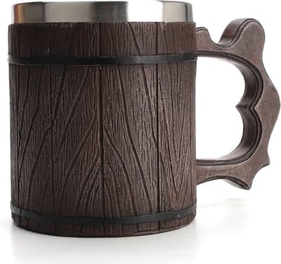 Lapi Toys - Dungeons and dragons mok - Drinkbeker - DnD - D&D - Resin - Roestvrij staal - 450 ml - Bruin